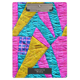 Faux Patchwork Quilt Boho Folk Art geïnspireerd Klembord