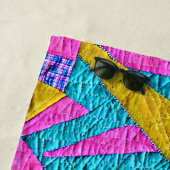 Faux Patchwork Quilt Geïnspireerd Boho Trompe L'oe Strandlaken (In situ)