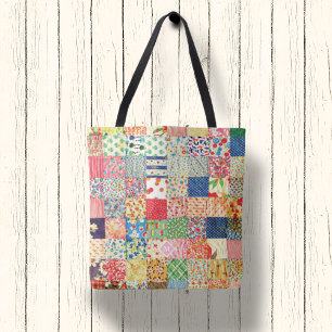  Faux Patchwork Quilt Monogram Canvas tas