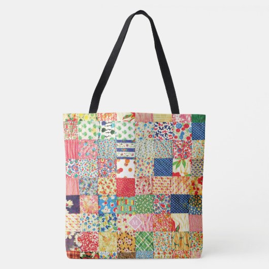  Faux Patchwork Quilt Monogram Canvas tas (Voorkant)