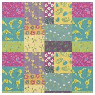 Faux Patchwork Quilt Print Boho Maximalistische st Stof