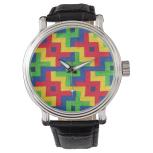  Faux Patchwork Quiltfoto Horloge