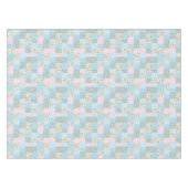 Faux Patchwork, Roze, Blauwe Apple Blossom Patrone Tafelkleed (Voorkant (Horizontaal))