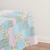 Faux Patchwork, Roze, Blauwe Apple Blossom Patrone Tafelkleed (Voorbeeld)