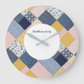  Faux Patchwork Rustieke Landelijke Boerderij Grote Klok (Voorkant)