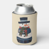 Faux Patchwork Sneeuwman Vakantie Kerstmis Blikjeskoeler (Blikje Voorkant)