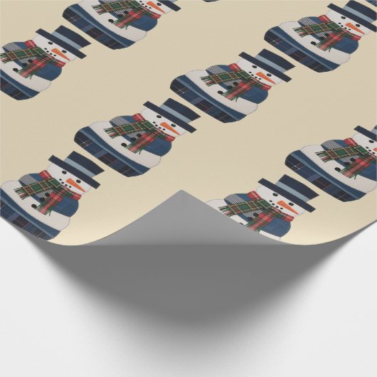 Faux Patchwork Sneeuwman Vakantie Kerstmis Cadeaupapier (Hoek)