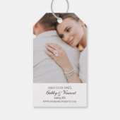 Faux Pearl Diamond Button Wedding Save the Date Cadeaulabel (Achterkant)