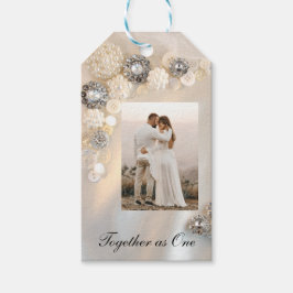 Faux Pearl Diamond Button Wedding Save the Date Cadeaulabel