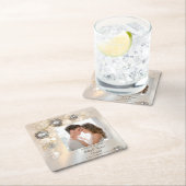 Faux Pearl Diamond Button Wedding Save the Date Kartonnen Onderzetters (Insitu)