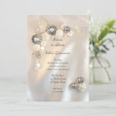 Faux Pearl en Diamond Buttonnen Quinceañera Party Kaart (Staand voorkant)