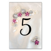 Faux Pearl en Pink Diamond Buttonnen Tafelnummers (Voorkant)