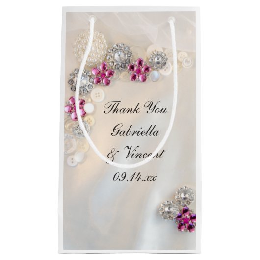 Faux Pearl Roze Diamond Buttonnen Bruiloft Dank u Klein Cadeauzakje (Voorkant)