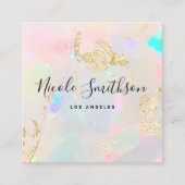 faux pearlescence en FAUX Gold folie details Squar Vierkante Visitekaartje (Voorkant)