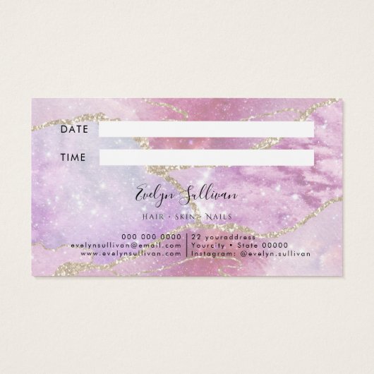 Faux Pearlescent Effect Appointcard Visitekaartje (Achterkant)