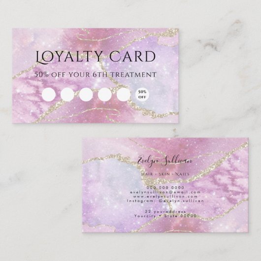 Faux Pearlescent Effect Loyalty-kaart Visitekaartje (Voorkant / Achterkant)