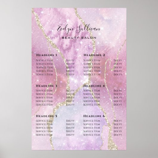Faux Pearlescent Effect Price List Poster (Voorkant)