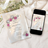 Faux Pearls Pink Diamond Buttonnen Quinceañera Kaart