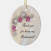 Faux Pearls Pink Diamonds Bridesmaid Keramisch Ornament (Rechts)