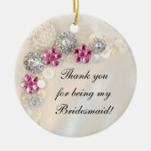 Faux Pearls Pink Diamonds Bridesmaid Keramisch Ornament (Voorkant)