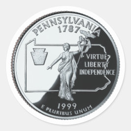Faux Pennsylvania State Quarter Ronde Sticker