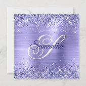 Faux Periwinkle Glitter en Folie 40th Birthday Kaart (Achterkant)