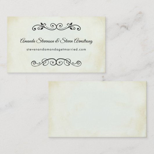 Faux  Perkament Elegante Bruiloft Website Visitekaartje (Voorkant / Achterkant)