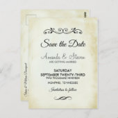 Faux  Perkamentbruiloft Save the Date Briefkaart (Voorkant / Achterkant)
