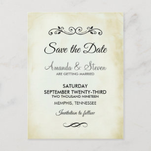 Faux  Perkamentbruiloft Save the Date Briefkaart