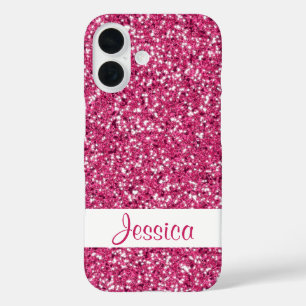 Faux Pin Glitter Pattern look-like and Custom Name iPhone 16 Hoesje