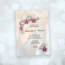Faux Pink Diamond and White Pearl Buttonnen Weddin