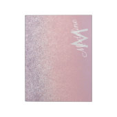 Faux Pink en Paarse Sparkly Glitter Monogrammen Notitieblok (Linkerzijde)