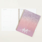 Faux Pink en Paarse Sparkly Glitter Monogrammen Planner (Display)