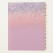 Faux Pink en Paarse Sparkly Glitter Monogrammen Planner (Achterkant)