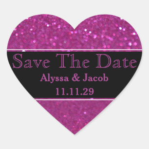 Faux Pink Glitter Bruiloft Save the Date Hart Sticker