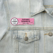 Faux Pink Glitter Company Logo Medewerker Naamplaatje (In situ)