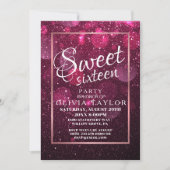 Faux Pink Glitter Elegant Sweet 16 Kaart (Voorkant)
