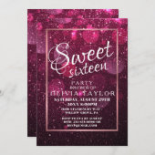 Faux Pink Glitter Elegant Sweet 16 Kaart (Voorkant / Achterkant)