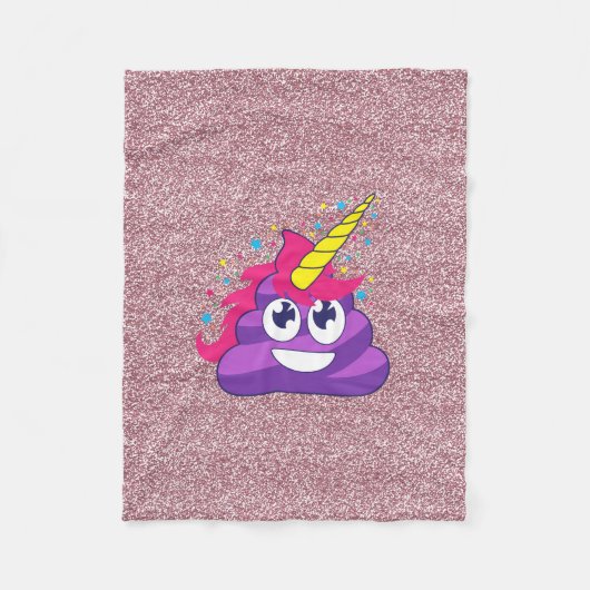 Faux Pink Glitter Emoji Unicorn Poop Blanket Fleece Deken (Voorkant)