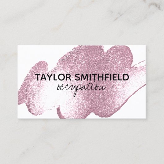Faux Pink Glitter Paint Splatter Visitekaartje (Voorkant)