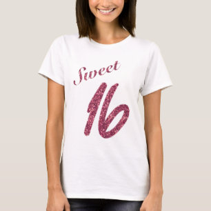  Faux Pink Glitter Sweet 16 T-shirt