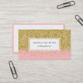 Faux Pink & Gold Glitter Ombre Visitekaartje