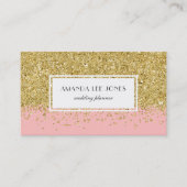 Faux Pink & Gold Glitter Ombre Visitekaartje (Voorkant)