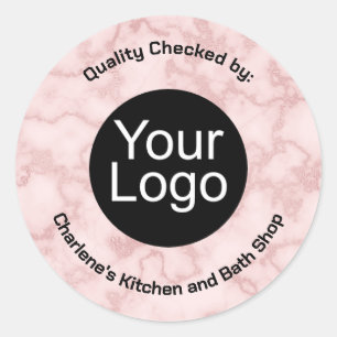 Faux Pink Marble Ronde Sticker