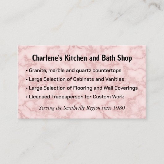 Faux Pink Marble Visitekaartje (Voorkant)