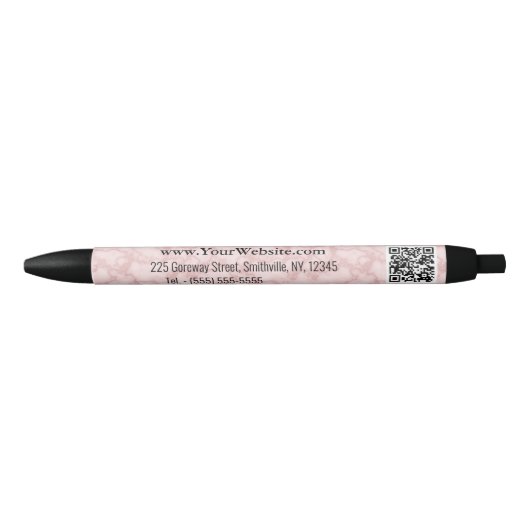 Faux Pink Marble Zwarte Inkt Pen (Voorkant)