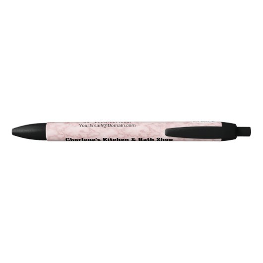 Faux Pink Marble Zwarte Inkt Pen (Achterkant)