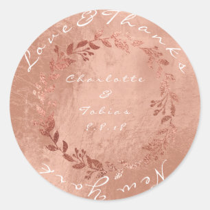 Faux Pink Weddenschap Bedankt Metallic Copper Gold Ronde Sticker