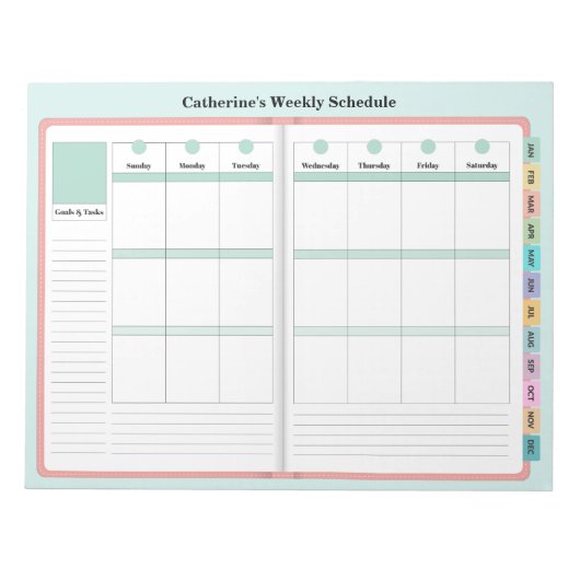 Faux Planner - Weekplannen SUNDAY START Notitieblok (Voorkant)
