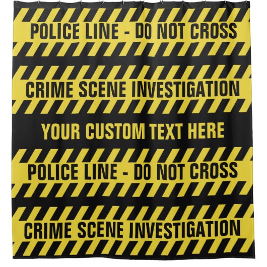 Faux Politie Lijn aangepaste tekst douchegordijn (Voorkant)
